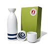 Japanisches Minoyaki Janome Sake-Set, 237 ml Sake-Flasche und 2 Sake-Becher, Sake Tokkuri mit Ochoko, für Kiki‐Zake traditionelle Mino-Yaki-Waren.