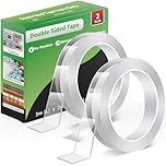 Euqvunn Double Sided Tape Heavy Duty, Removable Strong Sticky Pads Nano Adhesive Strips, Clear Multipurpose Tape for Poster/Wall Hanging/Carpet 2 Rolls (3.0 m × 2.0 cm × 1 mm)