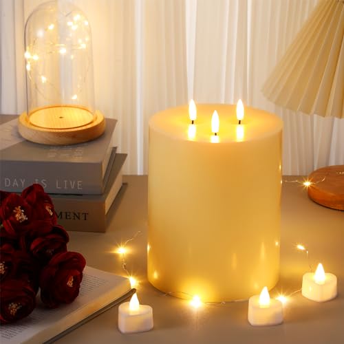 Image of Retisee 1 Pack Ivory Extra Large Flameless Candles 6'' x 8'', Classic