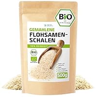 D&O Nature Products Flohsamenschalen Gemahlen Bio 500g, 99% Reinheit in Deutschland kontrolliert und abgefüllt, Vegan Glutenfrei Ballaststoffreich Low Carb, Flohsamen Pulver