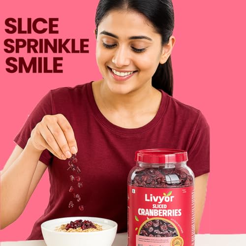 Livyor Sliced Cranberries - 1kg | Naturally Dried | Dry Fruits | Rich in Fibre | Healthy and Tasty | Naturally Sweet | Pack of 1 - Image 5