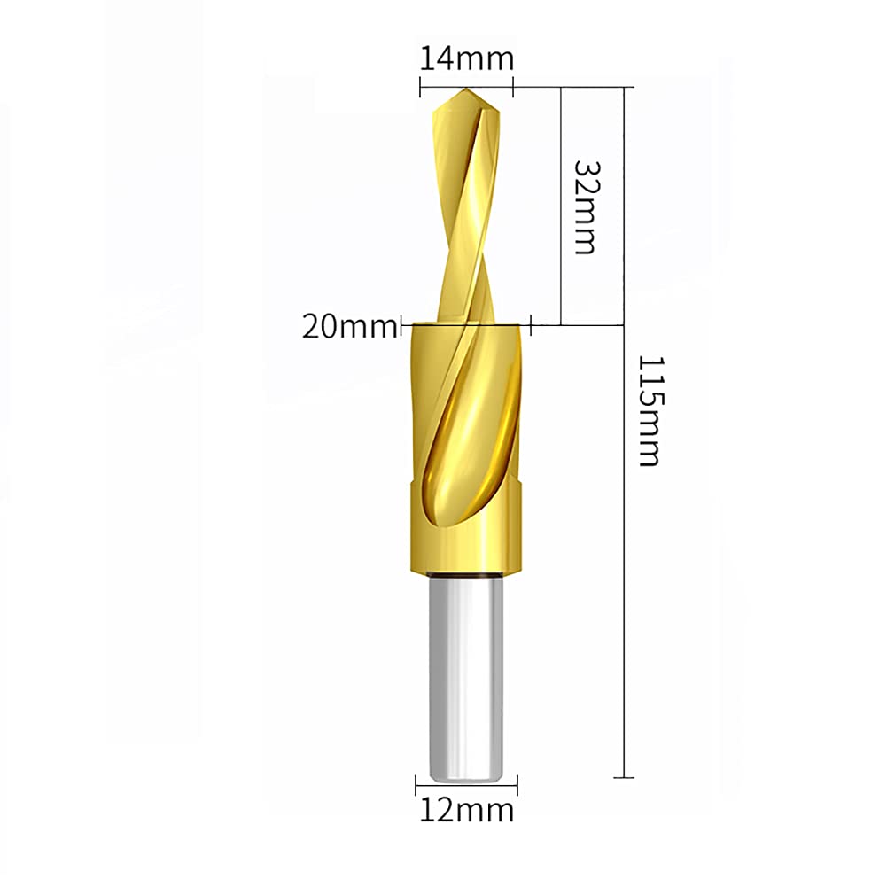 M35 Kobaltowe wiertło stopniowe powlekane tytanem do plastiku, drewna, wiercenia otworów w blachie, M12:14 mm x 115 mm