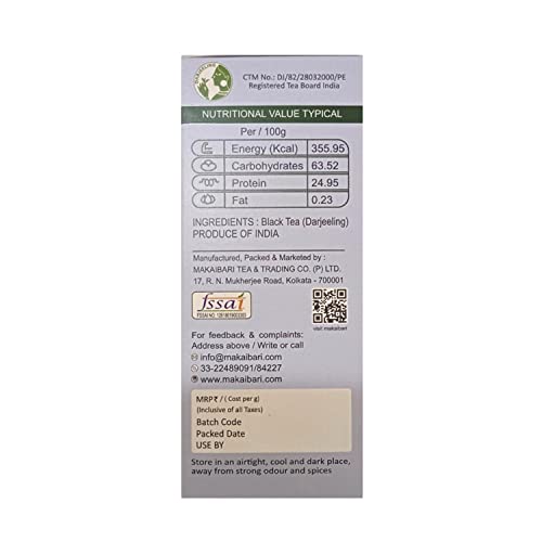 Image of Makaibari Smoky Mountain Roasted Darjeeling Loose-Leaf Black Tea, 100 Grams Whole Leaf (Pack of 3)