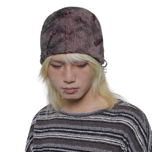 Bonnet d'hiver pour hommes et femmes tricoté extensible unisexe chaud hip-hop avec anneau
