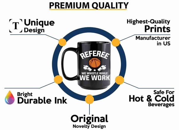 Taza de café para árbitro de baloncesto 15oz negra miniatura 3
