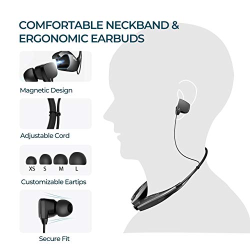 Mpow Jaws Gen5 Bluetooth Headphones 18H Playtime for Work from Home, V5.0 Wireless Neckband Headphones Online Teaching