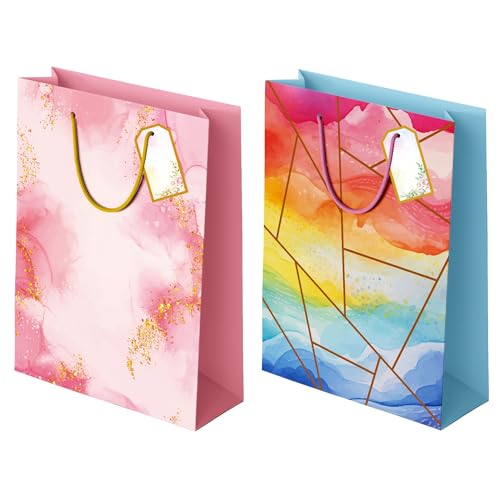 Image of Gift bags - Paper Bags for Gifting - Pack of 10 - Return Gift Bags for Birthday, Christmas, Wedding & Baby Shower - 9 L x 12 H x 3.5 W Inch
