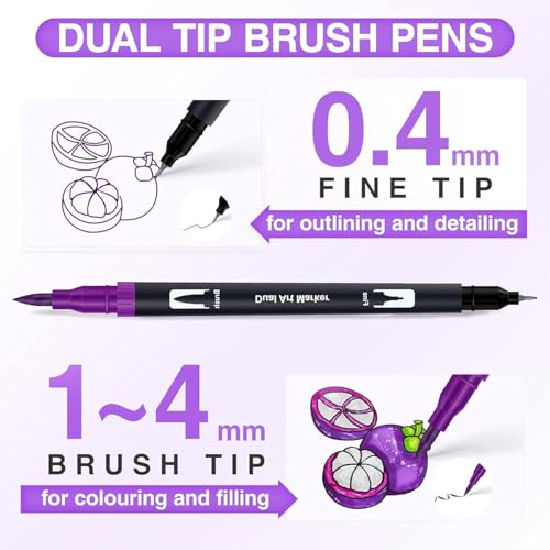 Image of Premium 24 Set Sketch Pen Set Drawing Pen Dual Tip Brush Pens Markers 24 Shades Art Markers Set Fineliner Color Pens Water Based Marker for Calligraphy Sketching,Multicolor | Drawing Pen, 24 Shades Art Markers, Fineliner Color Pens, Water Based Marker, For Calligraphy Sketching