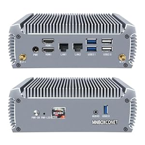 MNBOXCONET Fanless Mini PC AMD Ryzen 7 5825U (8C16T, up to 4.5GHz) Windows 11 Pro, Dual LAN Office Desktop Computer, DDR4 8 GB RAM 256 GB NVMe SSD, Radeon Graphics, HD, WiFi6, BT5.2