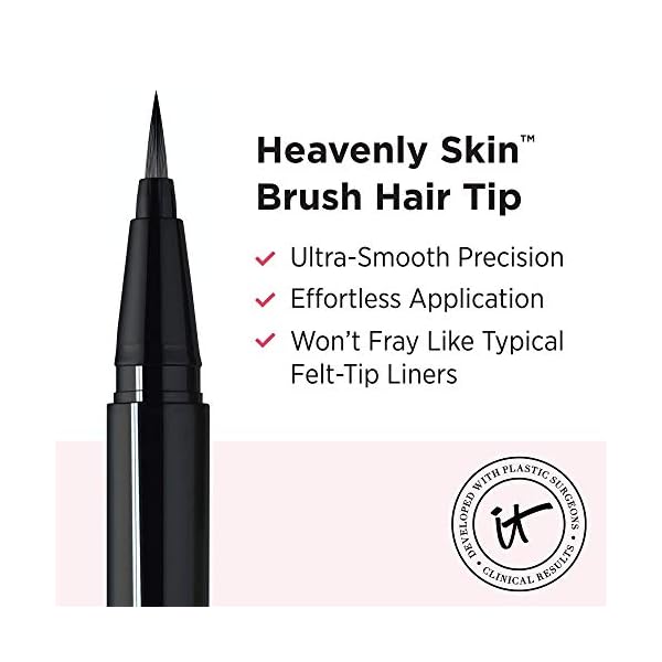 IT Cosmetics Superhero Liquid Eyeliner Pen, Black - 24-Hour Waterproof Formula Wonât Smudge or Fade - With Peptides, Collagen, Biotin & Kaolin Clay - 0.03 fl oz