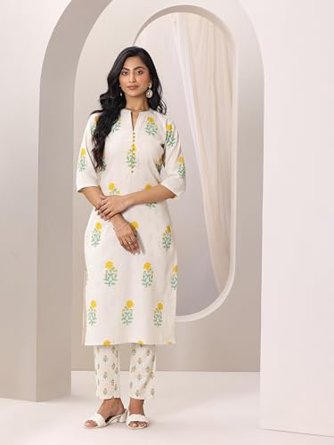 Image of Libas Printed Cotton Straight Kurta with Trouser