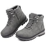 stivali da passeggio da donna, stivaletti da escursionismo, impermeabili, a metà polpaccio, con lacci, con cerniera, leggeri, antiscivolo, da trekking, da lavoro, da donna, grigio, 38 eu
