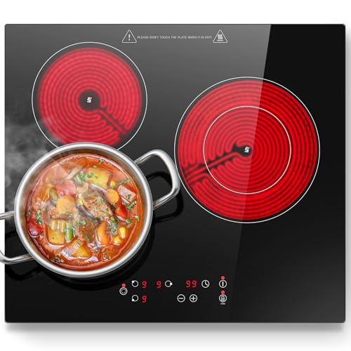 KICHPOWER Plaque Vitrocéramique 3 feux, Plaque de...