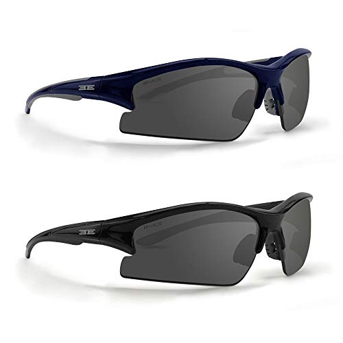 Epoch Eyewear Brodie Golf Sport Sunglasses 2 Pair Blue/Gray w/Smoke & Black w/Smoke Lens