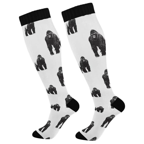 Image of Plaaee Gorilla on White Compression Socks for Women & Men Circulation Supports for Running,