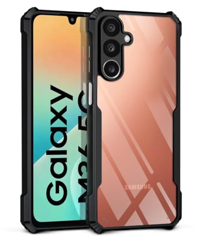 Image of WOW IMAGINE Shock Proof Clear Protective Back Case for Samsung Galaxy M36 5G | Samsung Galaxy F36 5G- AirEDGE Technology | 360 Degree Camera Protection | Transparent Hybrid Mobile Cover - Black