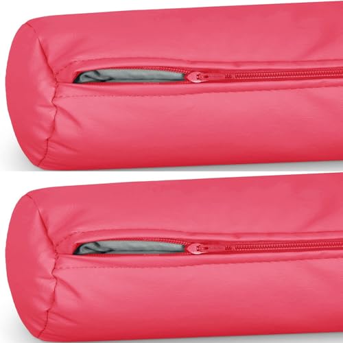 2PCS Outdoor Neck Roll Pillow Cover Waterproof Case Only - Cervical Pillow Covers with Zipper Cylinder Soft Bolster Pillow Cases