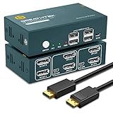 【KVM Switch Displayport 2 IN 2 OUT】KVM Switch 2 Monitore kann zwei Computer mit einer Tastatur und einer Maus steuern und zwei Displays teilen.Es kann in Bildung, Konferenztraining, Spielen, Heimvideounterhaltung, Sicherheitssystemen und anderen Szenarien weit verbreitet sein, um eine effizientere Arbeitserfahrung bereitzustellen. (Beim Umschalten von einer Signalquelle zur anderen bewegt sich die Fensterposition der ursprünglichen Signalquelle zu einem gewissen Grad. Dies ist normal.)