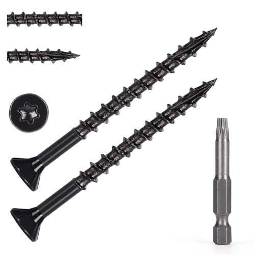 Image of Wood Screws #8 x 2'', T25 Star Torx Drive Flat Head Deck Screws, Black, 127Pcs (1lb)