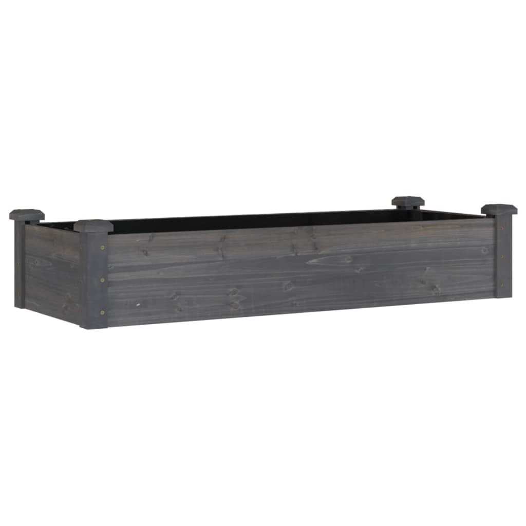 Vidaxl Grey Garden Raised Bed, Outdoor Raised Planter With Liner, Planter Pot For Vegetable Fruit, Flower Bed For Yard, Solid Wood Pine