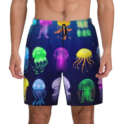 Jellyfish Oceanshort Swim Trunks with Waist Rope and Two Side Pockets Beach Shorts Bathing Suits for Men