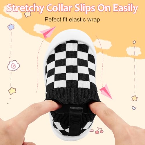 VIFUUR Baby Shoes Girls Boys Toddler Sneakers Non-Slip First Walkers Shoes for Babies Low Top Black Board Size 0-6 Months Infant