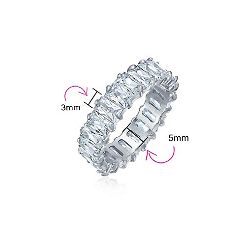 AAA Cubic Zirconia Jewel Multi Color Simulated Gemstone Channel Set Rectangle Emerald Cut Baguette CZ Eternity Ring Anniversary Wedding Band For Women .925 Sterling Silver 4MM Stackable Rings4