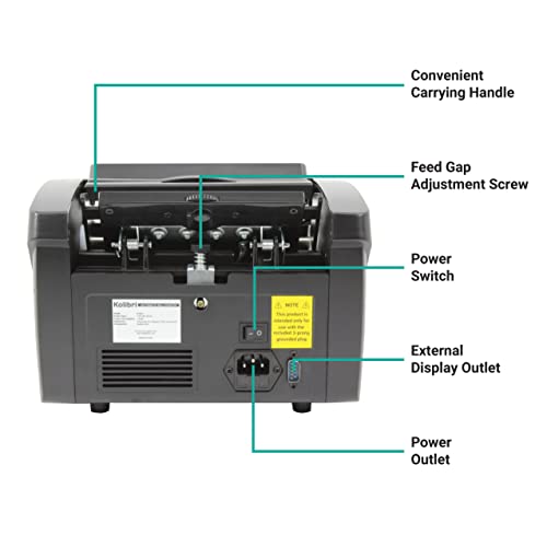 Kolibri Money Counter Machine - 1,500 bills per min, advanced counterfeit detection, set up in minutes, Add and Batch Modes, Cash Counter with LCD Display,3-year warranty - 24/7 US customer support - Thumbnail 7