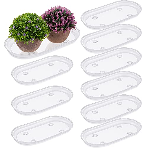 Juexica KM-220927-O 10 Pcs Plastic Plant Saucer Rectangular Plant Drip Trays Plastic Oval Window Sill Plant Tray cover