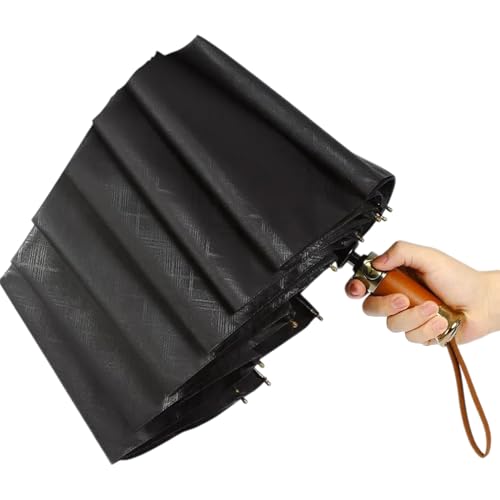 MR.MORGAN Paraguas plegable PRO con estructura reforzada, paraguas automático, antiviento, gran paraguas de viaje para hombre y mujer, Negro , Grande