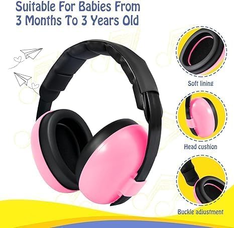Baby Noise Cancelling Headphones, Ear Protection Earmuffs Noise Reduction for 0-3 Years Kids/Toddlers/Infant, for Babies Sleeping, Airplane, Concerts, Movie, Theater, Firework (Pack of 1-Multicolour) 3