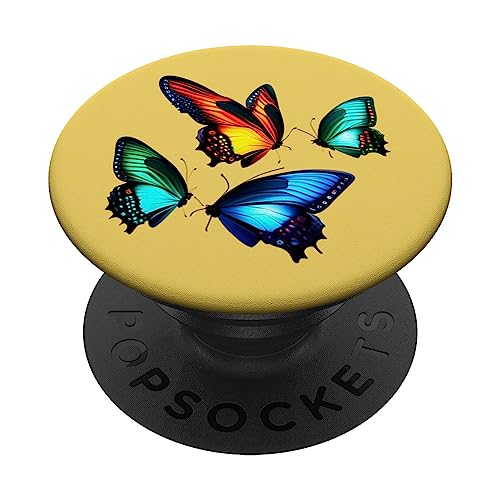 Cute Butterfly Rusty Fantasy Vintage PopSockets Swappable PopGrip, Black