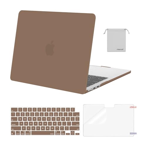 Image of MOSISO Compatible with MacBook Air 15 inch Case M4 M3 M2 2025 2024 2023 Release A3241 A3114 A2941 with Touch ID, Plastic Hard Shell Case&Keyboard Cover&Screen Protector&Storage Bag, Caramel Brown