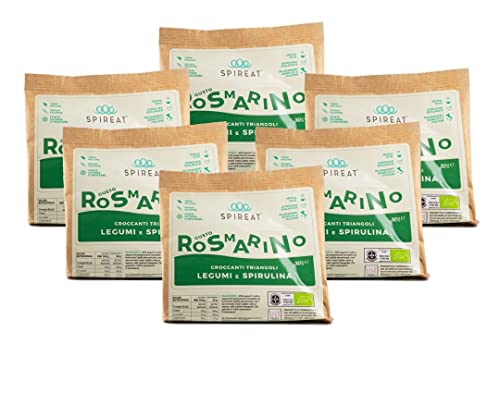 Chips de legumbres con Spirulina, formato 6 X 30g sabor ROMERO, alto contenido proteico, ecológico, sin freír, rico en fibra, harinas de legumbres ecológicas