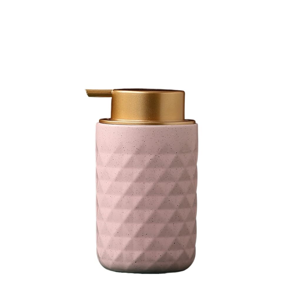 VONCYKI Bathroom Emulsion Bottles, Ceramic Soap Dispenser, Shampoo Bottle, Home Hotel Hair Conditioner Empty Refill Sub-Bottle, 400ml travel bottles for toiletries (2pcs pink 3)
