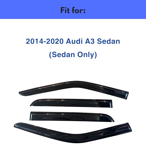 Image of IG Window Visors Fit for 2014-2020 Audi A3 Sedan, Out-Channel Rain Guards Vent Wind Deflectors 4PC, Car Accessories for 14-20 Audi A3 (Sedan Only)