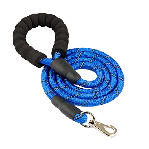 Guinzaglio per Cani 1,5 m, Guinzaglio con Comoda Impugnatura Imbottita in Spugna e Fili Riflettenti Guinzagli per Cani di Taglia Media, Blu