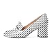 Eldof Block Heels for Women Round Toe Slip On Loafer Heel Chunky Pumps Women Dress Shoes 2.5 Inches Patent Polka Dot US Size 8.5