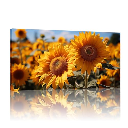 Décoration murale toile tournesol champ de fleurs 60x120cm