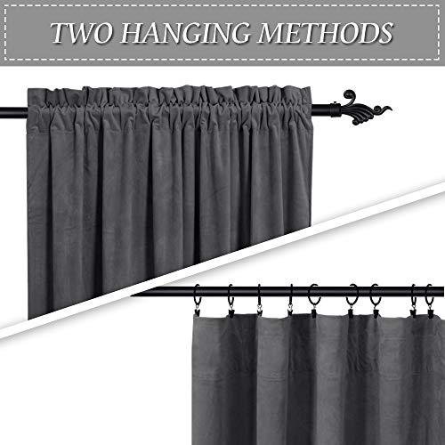 Image of RYB HOME Grey Velvet Curtains 63 inches Long - Super Soft Room Darkening Thermal Insulating Window Drapes for Bedroom Living Room Dining Backdrop, W 52 x L 63 inch, 2 Panels