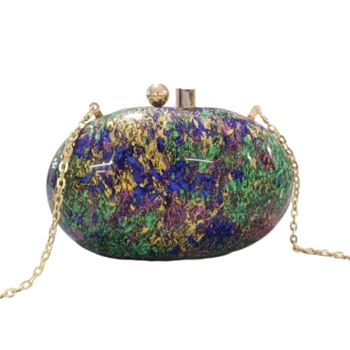 Image of Acrylic Evening Clutch Bag for Women Shell Shape Shoulder Crossbody Bag Glitter Marble Purse Handbag