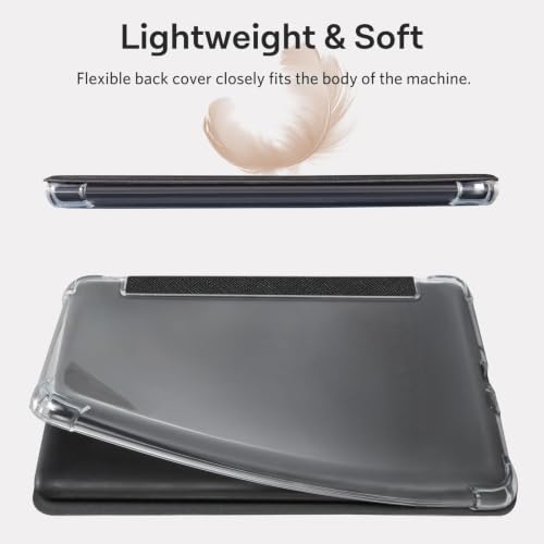 Image of CoBak Case for 7 inch Ereader - New PU Leather Cover and Clear Soft Silicone Back Cover with Auto Sleep Wake Feature,Black