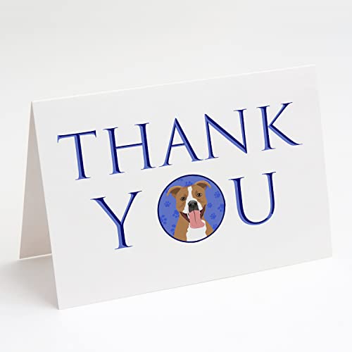 Caroline's Treasures CK9068GCA7P Pit Bull Fawn #2 Thank You Greeting Cards and Envelopes Pack of 8 Blank Cards with Envelopes Whimsical A7 Size 5x7 Blank Note Cards