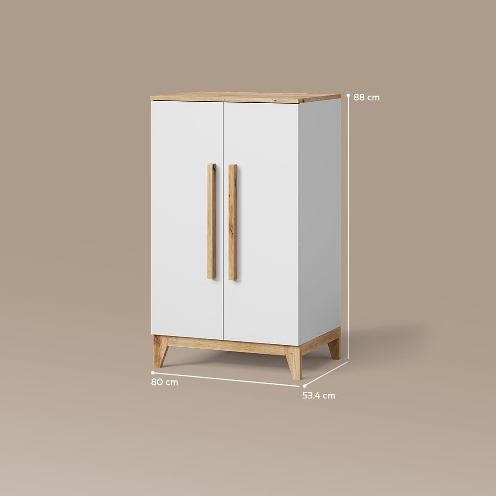 Livinity Armario de Ropa para niños Mailo, Blanco/Artesano, 70 x 120 cmcon diseño Minimalista