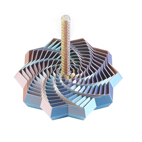Image of 3D Printed Expanded Sensory Star with Handle, Custom Dual /Tri /Quad-Color Printing,Dual Motion Hypnotic Spiral for ADHD Focus & Stress Relief,Office Desktop Fidget Toy (FourColor-2, S-13 Rings)