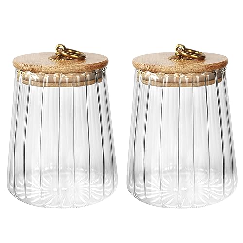 Yiter 2-Packs Glass Storage Jar, 700ml 24oz Clear Storage Canisters with Lids for Tea Coffee Nuts, Striped Glass Jars with Metal Handle for Kitchen, Pantry (Conical) - Cosy Home Interiors Yiter 2-Packs Glass Storage Jar, 700ml 24oz Clear Storage Canisters with Lids for Tea Coffee Nuts, Striped Glass Jars with Metal Handle for Kitchen, Pantry (Conical)