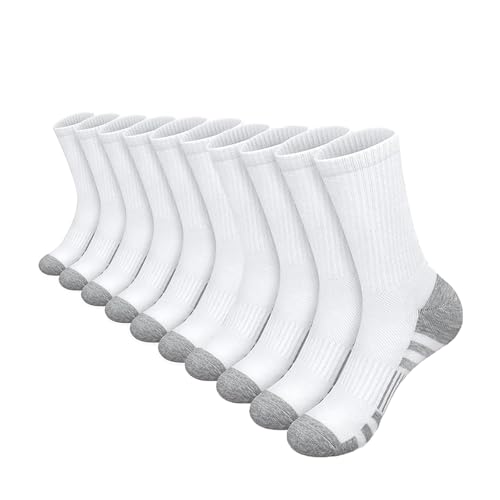 5Pairs Men's Workout Socks Cotton Work Socks Calf Running Socks Full Cushioned Socks for Men Crew Performance Socks Heavy Boot Socks