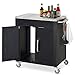 HOMCOM Servierwagen, Küchenwagen mit Rollen, Küchenhilfe, Edelstahl, Schwarz, 86 x 50 x 84,5 cm
