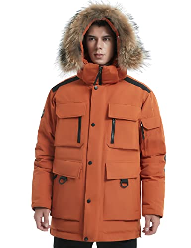 HARD LAND Men's Down Parka Extreme Warm Winter Jacket With Real