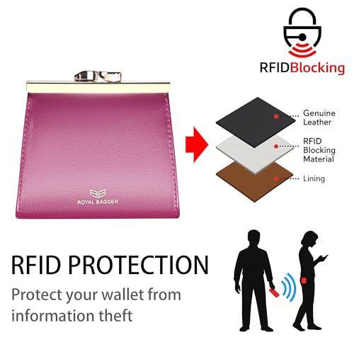 Kiss Lock RFID Credit Card Holder for Women, Genuine Cow Leather Short Wallets, Fashion Vintage Coin Purse 3242 (Apricot)2